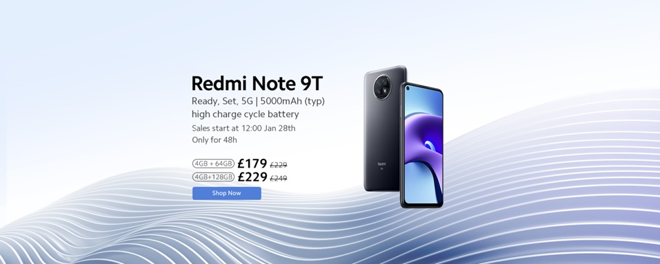 Xiaomi announces Redmi Note 9T for UK, bringing premium innovation and 5G speeds